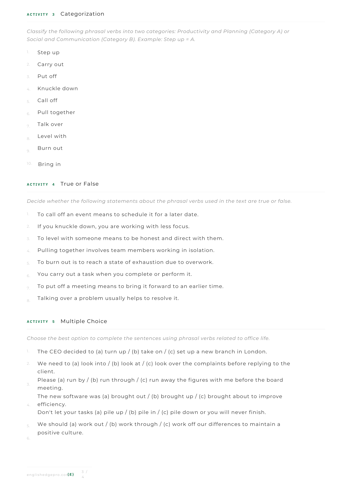 EEP worksheet sample — Verb Tenses (Mixed)